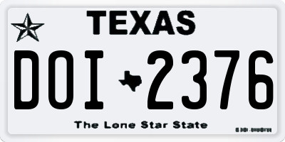TX license plate DOI2376