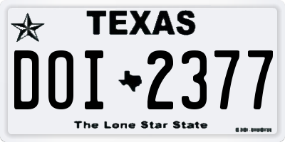 TX license plate DOI2377