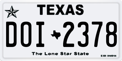 TX license plate DOI2378