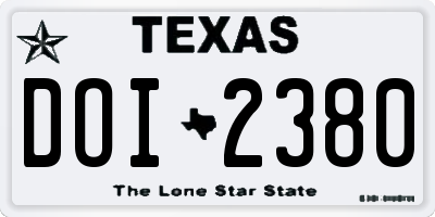 TX license plate DOI2380