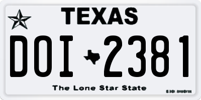 TX license plate DOI2381