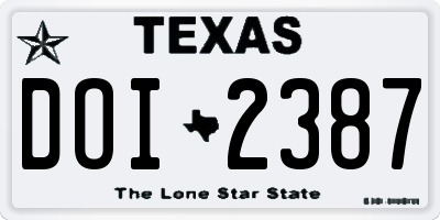 TX license plate DOI2387