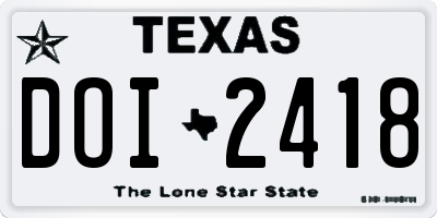 TX license plate DOI2418