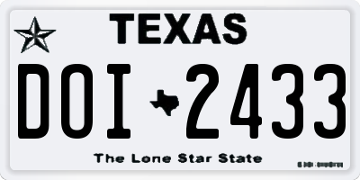TX license plate DOI2433