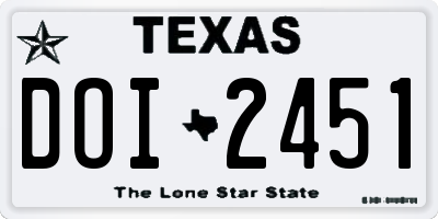 TX license plate DOI2451
