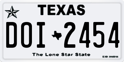 TX license plate DOI2454