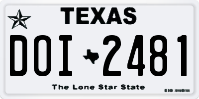TX license plate DOI2481