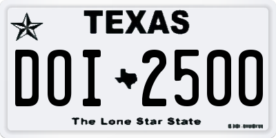 TX license plate DOI2500