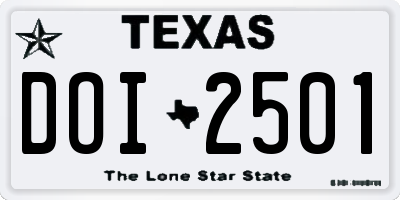 TX license plate DOI2501