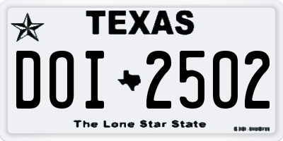 TX license plate DOI2502