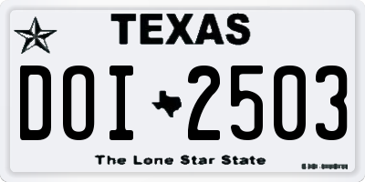 TX license plate DOI2503