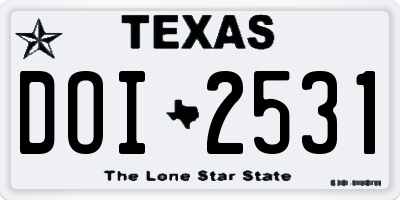 TX license plate DOI2531