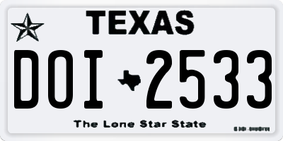TX license plate DOI2533