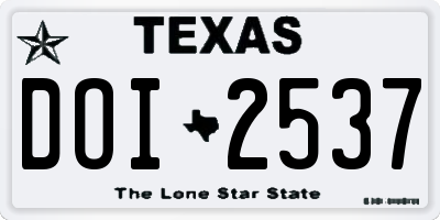 TX license plate DOI2537