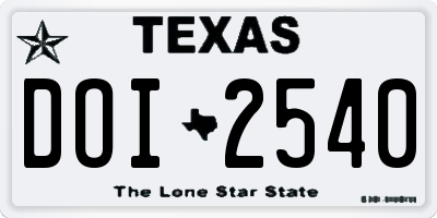 TX license plate DOI2540