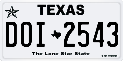TX license plate DOI2543