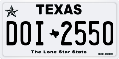 TX license plate DOI2550
