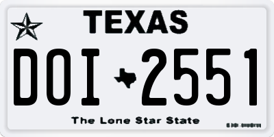 TX license plate DOI2551