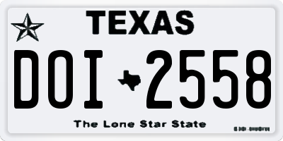 TX license plate DOI2558