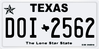 TX license plate DOI2562