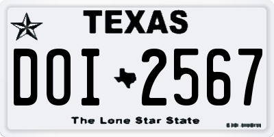TX license plate DOI2567