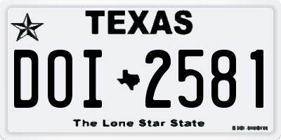 TX license plate DOI2581
