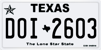 TX license plate DOI2603