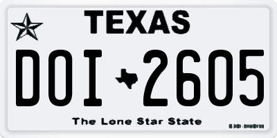 TX license plate DOI2605