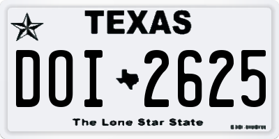 TX license plate DOI2625