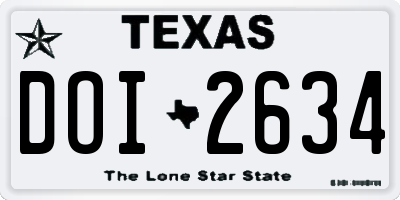 TX license plate DOI2634