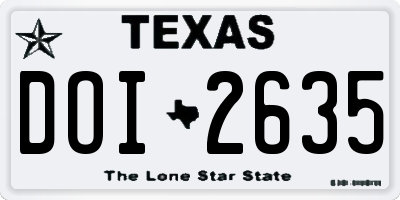 TX license plate DOI2635
