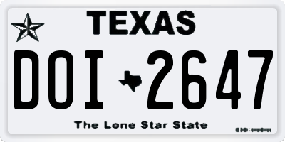 TX license plate DOI2647