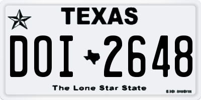 TX license plate DOI2648