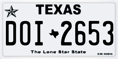 TX license plate DOI2653