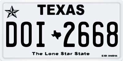 TX license plate DOI2668