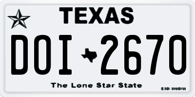 TX license plate DOI2670