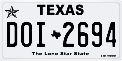 TX license plate DOI2694