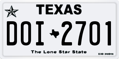 TX license plate DOI2701