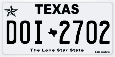 TX license plate DOI2702