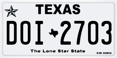 TX license plate DOI2703