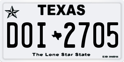 TX license plate DOI2705