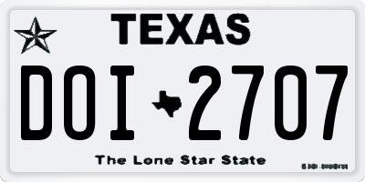 TX license plate DOI2707