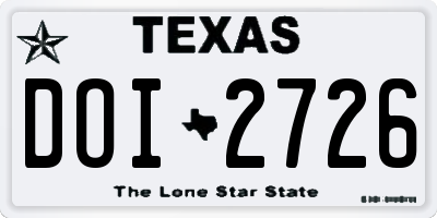 TX license plate DOI2726