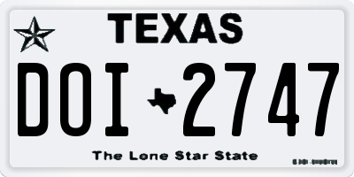 TX license plate DOI2747