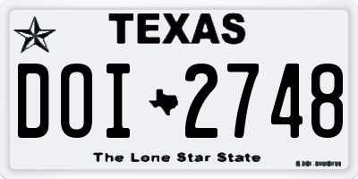 TX license plate DOI2748