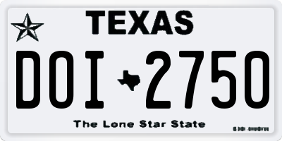 TX license plate DOI2750