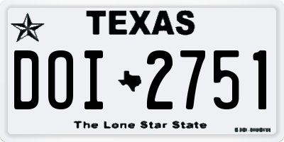 TX license plate DOI2751