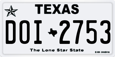 TX license plate DOI2753