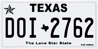 TX license plate DOI2762