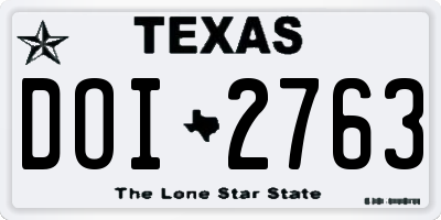 TX license plate DOI2763